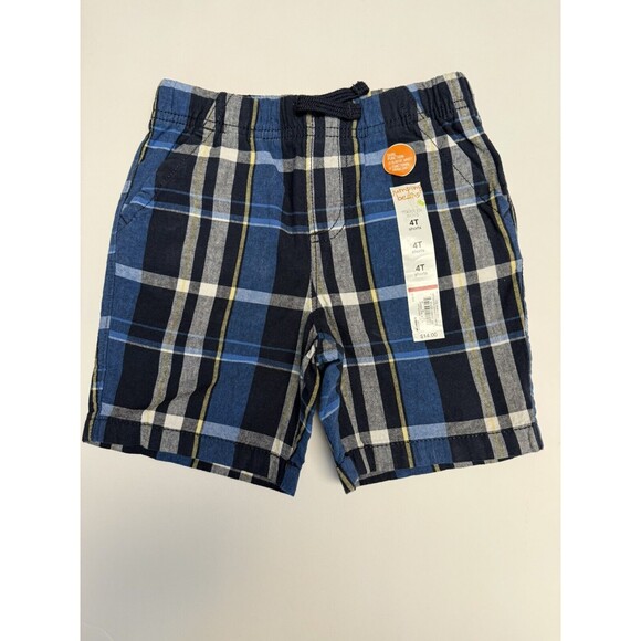 Toddler Boys Shorts Jumping Beans Elastic Drawstring Waistband Plaid Sz 4T New - Picture 1 of 11